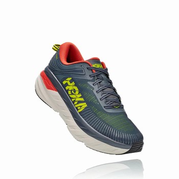 Hoka One One BONDI 7 Férfi Széles Cipő Szürke Zöld | mUsAzTxw