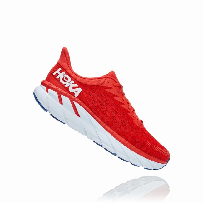 Hoka One One CLIFTON 7 Férfi Vegán Cipő Piros | FuMtHp5P