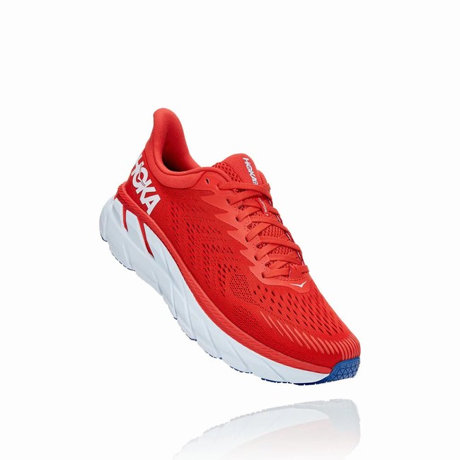 Hoka One One CLIFTON 7 Férfi Vegán Cipő Piros | FuMtHp5P