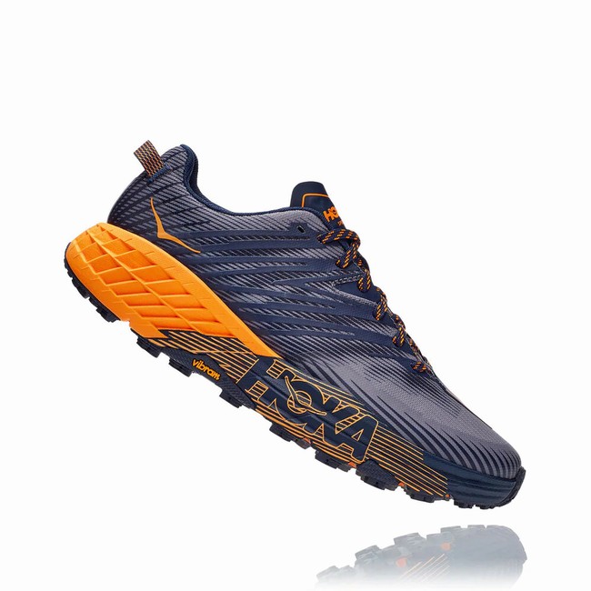 Hoka One One SPEEDGOAT 4 Férfi Széles Cipő Sötétkék Narancssárga | 4IVsnFx9