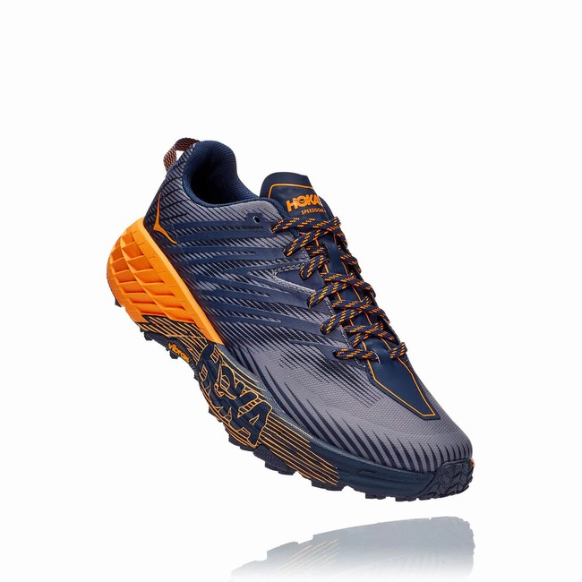 Hoka One One SPEEDGOAT 4 Férfi Széles Cipő Sötétkék Narancssárga | 4IVsnFx9