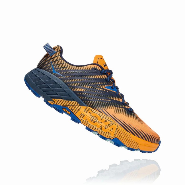 Hoka One One SPEEDGOAT 4 Férfi Széles Cipő Kék Narancssárga | dnqIgMSK