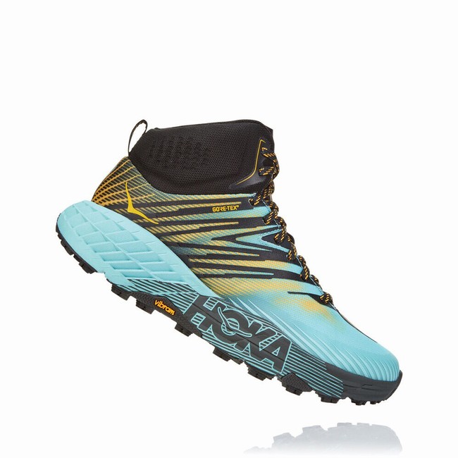 Hoka One One SPEEDGOAT MID 2 GORE-TEX Női Trail Futócipő Kék Fekete Sárga | CPfUkXJ4