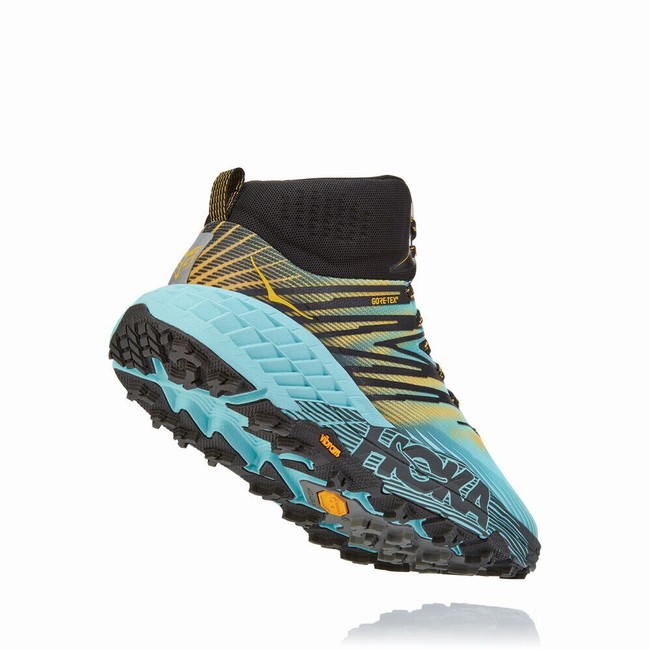 Hoka One One SPEEDGOAT MID 2 GORE-TEX Női Trail Futócipő Kék Fekete Sárga | CPfUkXJ4