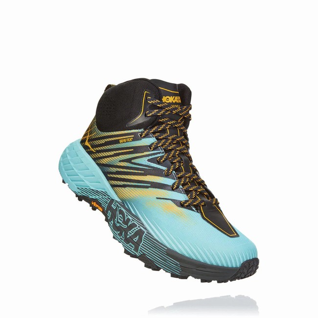 Hoka One One SPEEDGOAT MID 2 GORE-TEX Női Trail Futócipő Kék Fekete Sárga | CPfUkXJ4