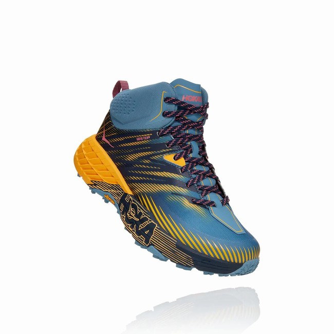 Hoka One One SPEEDGOAT MID 2 GORE-TEX Női Vegán Cipő Kék Narancssárga Fekete | KBN3pEI5